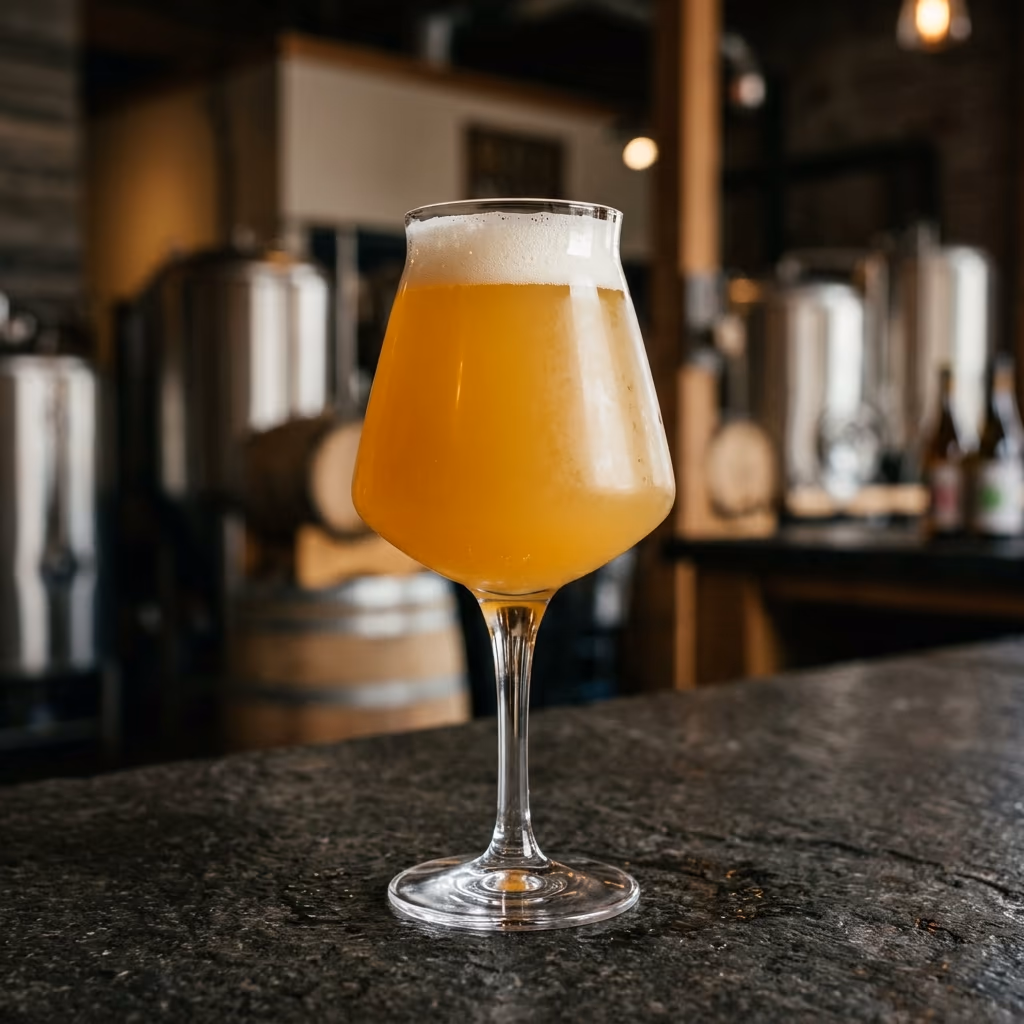 Hazy IPA in a taproom setting
