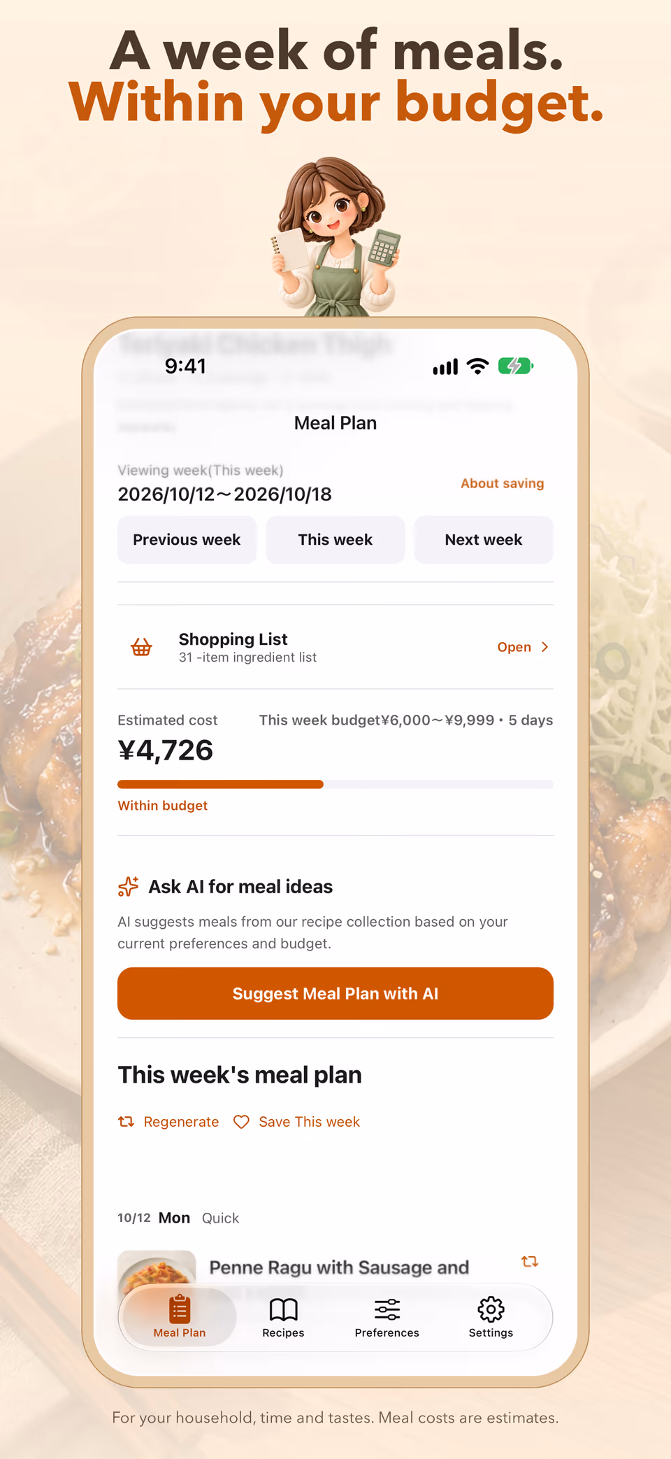 Omakase App Store card showing meal planning