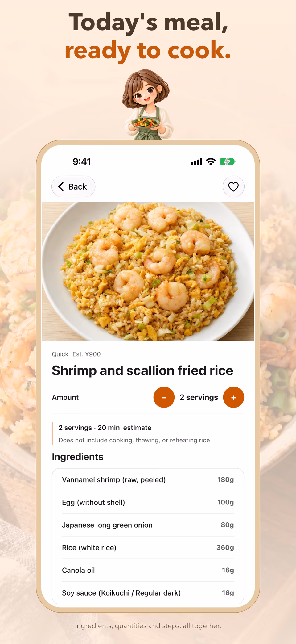 Omakase App Store card showing recipe detail with ingredients and steps