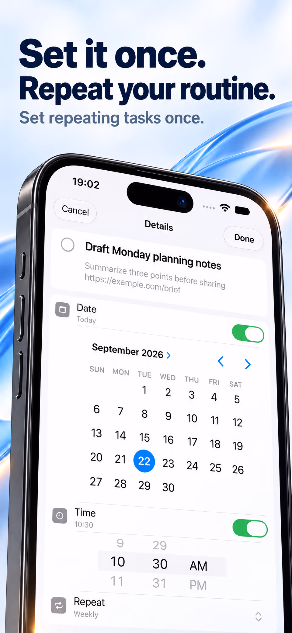 Manage recurring tasks with Tasks
